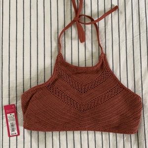 NWT - Rust Orange Crochet Swim Top
